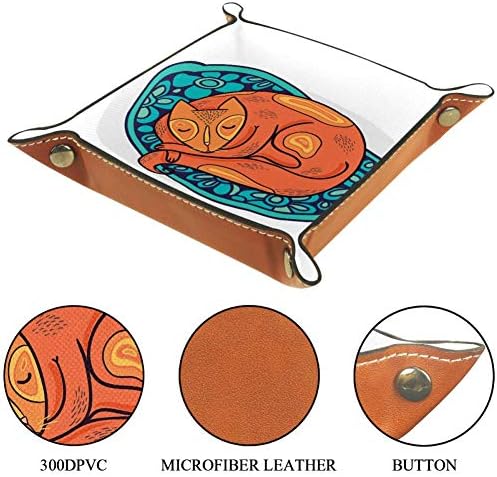 Bandeja AISSO Bandeja de gato Dormindo a caixa de jóias de jóias de couro para carteiras, relógios, chaves, moedas, telefones celulares e equipamentos de escritório