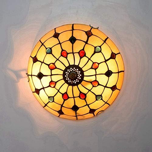 Luz de teto JF-Xuan Tiffany, encaixe de luz de vidro colorido de 12 polegadas, para o restaurante Bedroom Café Tiffany