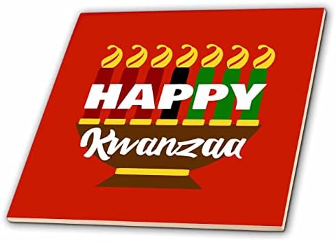 3drose Janna Salak Designs Férias - Happy Kwanzaa Red Green e Black Kinara - azulejos