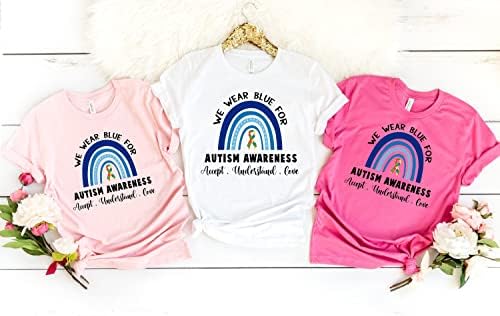 Usamos a camisa azul para a conscientização do autismo Rainbow Autism Support Cirling Autistic Pride Gift