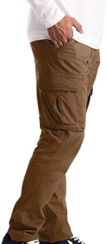 Calças de carga masculina relaxada calças casuais calças de bolsos múltiplos leves de moda de moda para homens