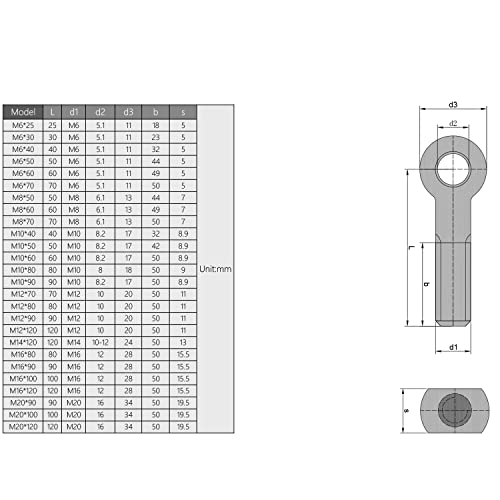 MROMAX M6 x 35mm Máquinas para o ombro para parafuso de olho de elevação 304 Encos métricos de aço inoxidável 4pcs