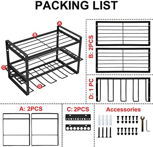 Boxtand Power Tool Organizer, Garage Tools Storage Storage, Rack de montagem de parede de retenção, 3 camadas prateleira de ferramenta de metal pesado para estação de carregamento sem fio Chave