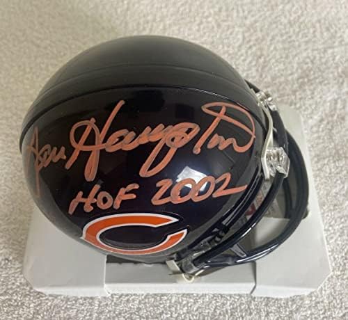 Dan Hampton assinou o Mini Capacete Autografado de Chicago Bears com inscrição HOF e auteticação JSA