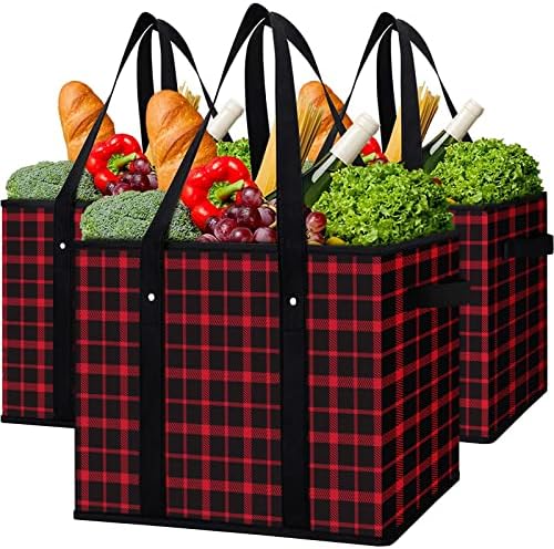 Sacos de supermercado reutilizáveis ​​de Wiselife 3, bolsas de compras resistentes à água de mercearia, sacos de compras dobráveis