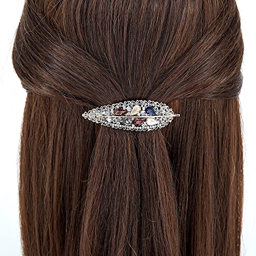 Moesuyum 3pcs clipes de cabelo elegantes barretas de cabelo para mulheres e meninas 2,4 tamanho pequeno brilho brilho clipes de cabelo clipes de cabelo cristais de flores metal barretas francesas