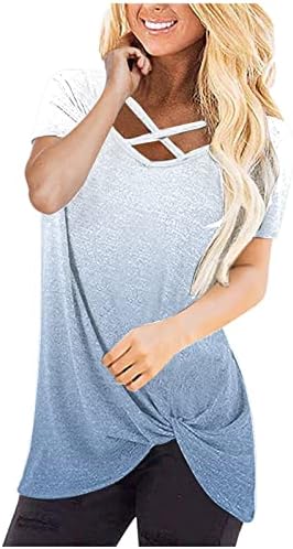 Tshirt de blusa de verão no outono para mulheres roupas de manga curta Cotton V pescoço grafic bandagem solta camisa fit