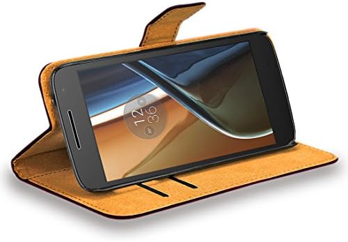 Foneexpert Motorola Moto G4 Caso de jogo, capa de bolsa da carteira de chinelos de couro genuíno para Motorola Moto G4 Play Black