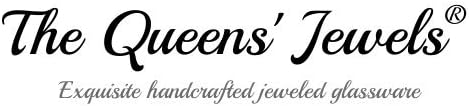 As jóias do Queens 'Gold Swirl Fleur de Lis Jewelted Stemmed Wine Glass, 21 onças. - Único, aniversário, fofo, divertido, não pintado, decorado, bling, deslumbrado, strass