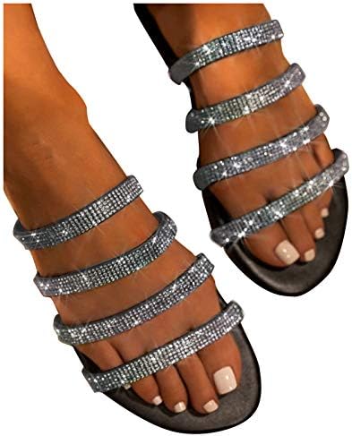 Flipes femininas chinelas de verão dedo mulheres mulheres deslizam ao ar livre em cristal plano verão redondo sapatos arco -íris suporta sandálias planas sandálias planas