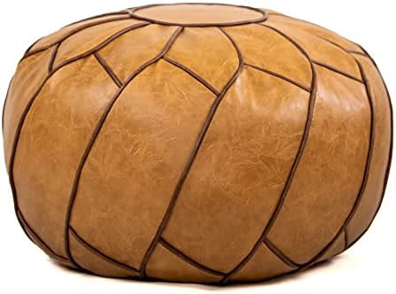 Moderner Faux Leather Pouf Otomano Marroquino nãoffed Pasiado, almofada de apoio para os pés, solução de armazenamento - cor marrom