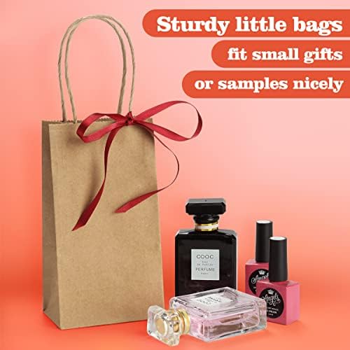 Bagdream 50 pacote 3,5x2.4x6,7 polegadas pequenos sacos de papel de papel kraft com alças Mini -festas a granel Sacos de doces bolsas