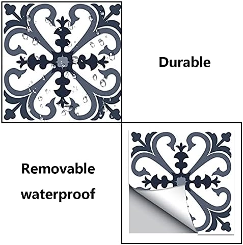 Adesivos de telha decorativa ohaolyle adesivos de parede removíveis Casca de ladrilhos de azulejo preto e branco Casca e backsplash para decoração de cozinha banheiro （6 * 6in, 10pcs）