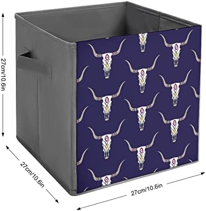 Buffalo Skull Grandes Cubos Bins de armazenamento Caixa de armazenamento de lona Organizadores de armários de armazenamento