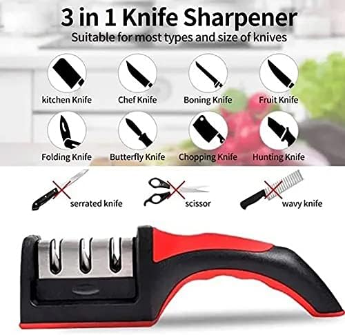 Sharpners Professional Knife: Trabalho de tamanho pequeno de 3 estágios para facas de aço, acessórios de cozinha - ajuda a reparar,