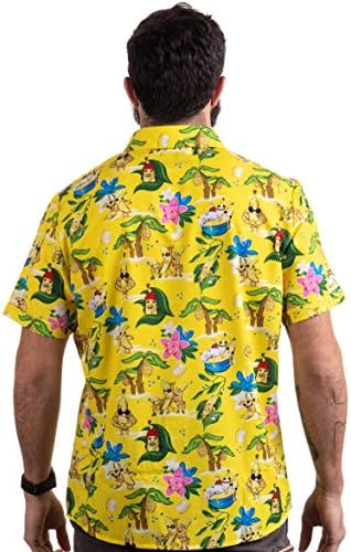 Bananas e golpe | Camisa de festa de golfe do pólo de botão do Hawaiian Button Down Funny para homens para homens