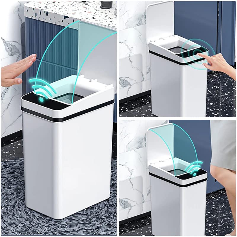 Lata de lixo do banheiro, lixo inteligente de 12l pode sensor automático lixo lixo à prova d'água de lixo de banheiro de
