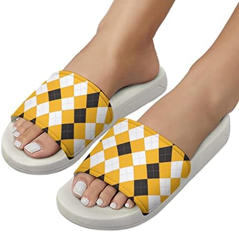 Sandálias de casas verificadas amarelas não deslizam chinelos de dedo do pé para massagem banho de chuveiro