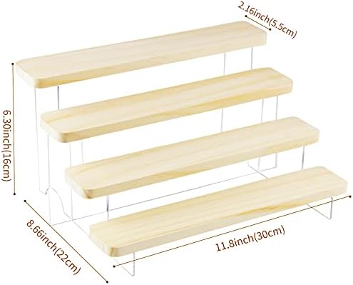 HLZC Figura Exibição do suporte acrílico Riser para colecionáveis, organizador de prateleira de exibição em camadas de madeira