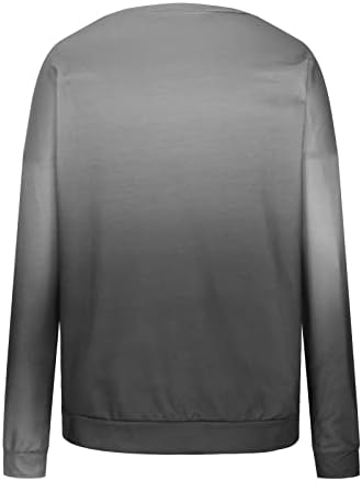 Selta de moletom feminina Brkewi Melas de moletom de camiseta Retro de camiseta casual gradiente sólido túnica de capa de capa longa de manga comprida