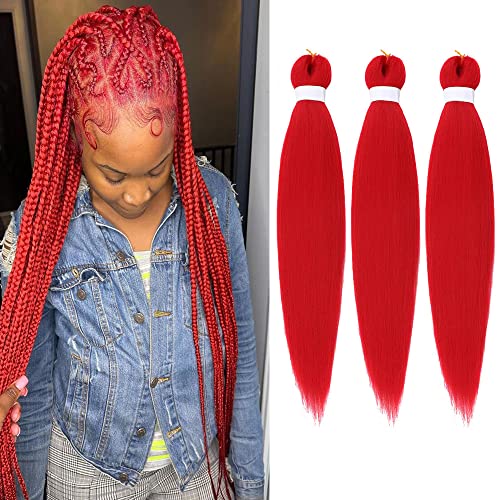 Cabelo de trança vermelha pré -esticada trança fácil textura macia textura de cabelo sintético cabelos para tranças de caixa cabelos,