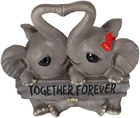 Ebros juntos beijando para sempre o casal de elefantes estátua 6.25 Long Pachy Lovers com troncos em forma de coração Figure amor