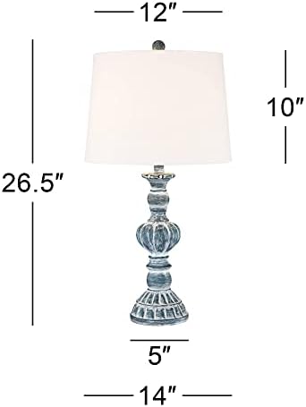 Regency Hill Tanya Coastal Vintage Lampões de mesa 26,5 Conjunto alto de 2 com tampo tampo tampo azul lavagem branca