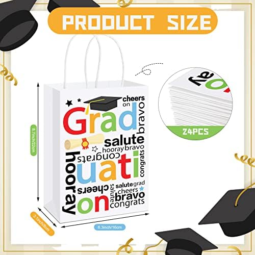 24 PCS Graduação Bolsa de presente Grad Grad Giff Sacos de embalagem Festa de graduação Sacos de favor com alças para