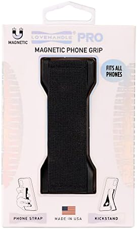 Apertação de telefone premium do LoveHandle Pro - pulseira de telefone - Montagem magnética do telefone e kickstand para smartphone e tablet - preto