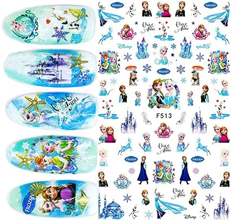 6 lençóis adesivos de arte de desenho animado fofos, adesivos de unhas transferidos aquáticos para unhas de unhas, adesivos de unhas de anime para garotas garotas Manicure Tips Decoration.