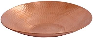 De Kulture, Made Made Pure Copper redonda da bandeja da bandeja de frutas Placa de carregador que serve a peça do meio, ideal para