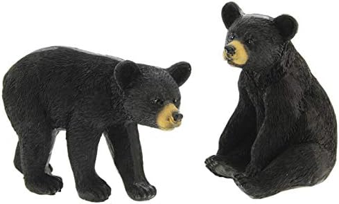 Réplica de vida vital bonita Black Urso Cub de cabine Decoração de cabine, conjunto de 2