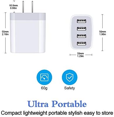 Carregador de parede USB múltiplo, Hootek 2pack 4-Multi Port USB Carregador USB CUBO 4.8A Caixa de plugue de carregamento rápido