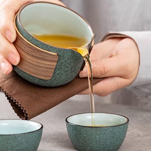 Copo de chá chinês Viagem de chá chinês Conjunto de panela: kung de cerâmica portátil bule de chá com 2 xícaras de chá bolsa de armazenamento
