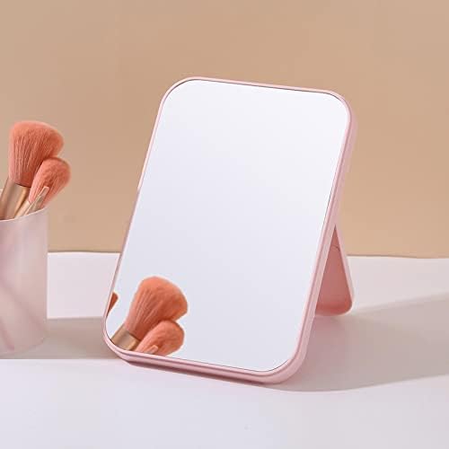 NA simples espelho de mesa retangular HD espelhado cosmético Desktop espelho cosmético dobrável espelho cosmético portátil rosa