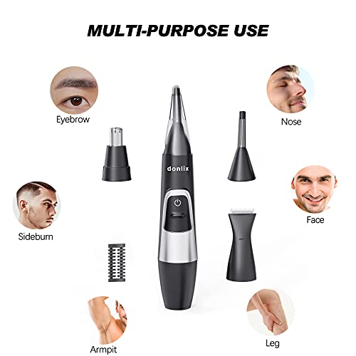 Donlix Ear e nariz aparador de cabelo para homens, aparador de nariz elétrico operado por bateria, 3 em 1 em 1 cabelo