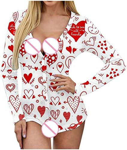 Dia dos Namorados Pijamas Sexy do Dia dos Namorados Amor Impressão de Coração Não Pijama Posicionada Para Mulheres