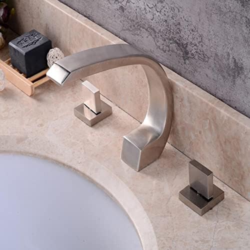 Bacia de níquel escovada Torneira de torneira de banheiro do banheiro Faco quadrado 3 maçaneta dupla cobre quente