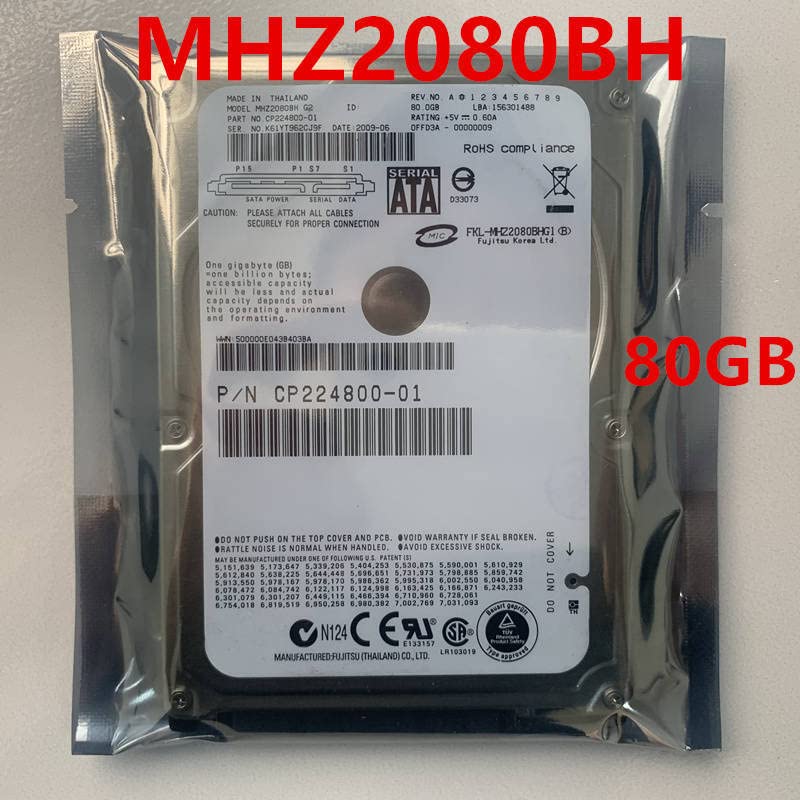 HDD para 80GB 2,5 SATA 8MB 5400rpm 9,5mm para disco rígido interno para notebook HDD para MHZ2080bh