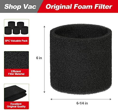 Shop-Vac 90663 Sacos de filtro+Shop-Vac 90585 Substituições de filtro de manga de espuma