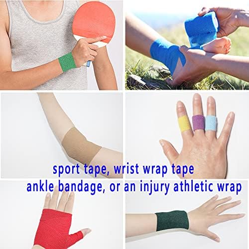 [24 PACK-1 X5YARD] Mingyue Bandagem Auto-adesiva, fita atlética, fita esportiva, pulso e fita de tornozelo, curativo coesivo para envoltório veterinário