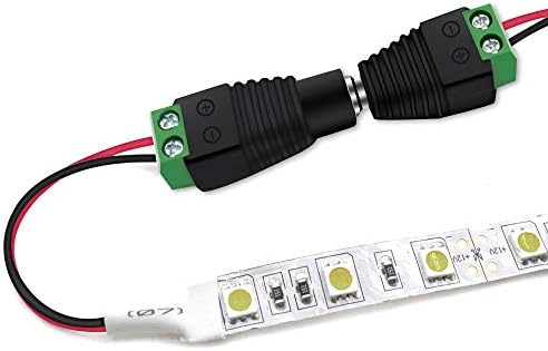 Conector de energia DC de Tech-Tech 10 pares de 5,5 mm x 2,1 mm DC 12V 5a ， 10pcs macho adicione 10pcs plugue feminino de potência feminina para monitoramento de segurança da câmera CCTV e luz de tira LED e luz de tira LED