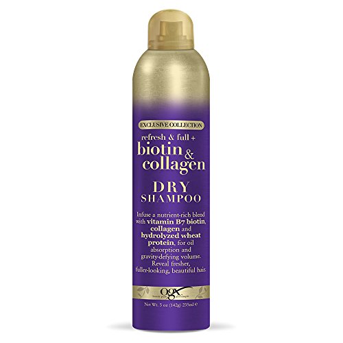 Coleção exclusiva OGX Refresh Full + Shampoo seco 64061, Biotin & Collagen, 5 onças