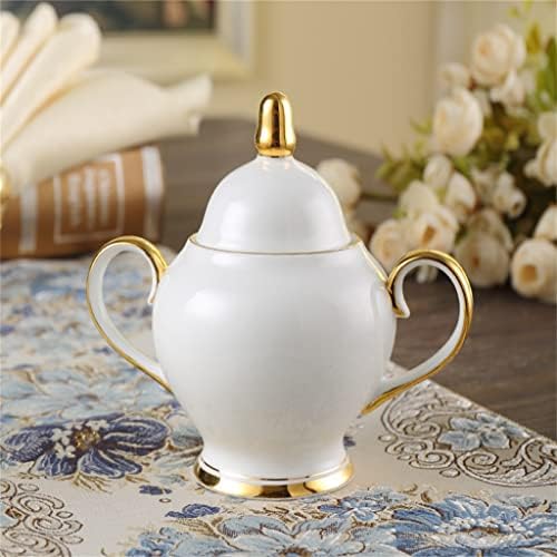 Conjunto de café White Gold Porcelain Tea Advanced Pot Copo Creamic Caneca Creamer Teaset