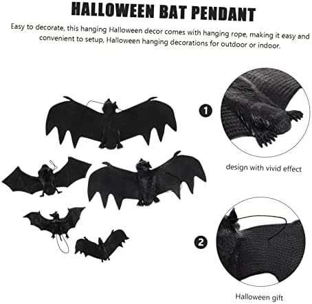 Veemoon 5pcs Bat artificial decoração ao ar livre Halloween Prank Props Decoração de festa festiva ao ar livre decoração de halloween