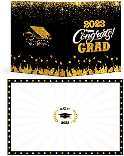 Decorações de graduação em algpty Classe preta e dourada de 2023, 2 pacote de compras gigante livro de convidados alternativo jumbo