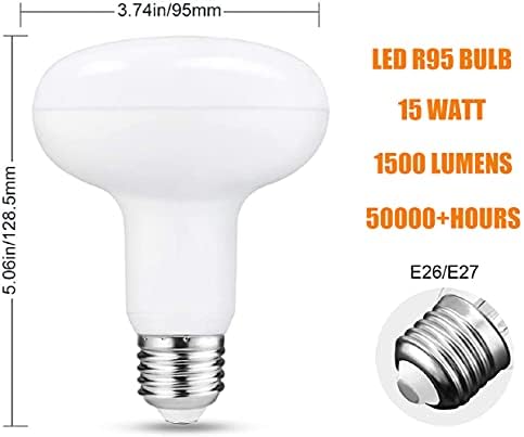 18W LED R95 BR30 Lâmpada, 150 watts equivalente, White Cool White 6000k, 1800lm E26 Base, Luzes de inundação internas para latas