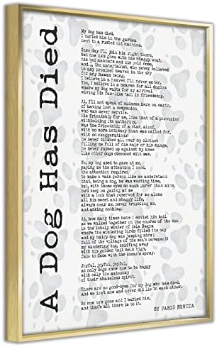 Presente Memorial de Dog - Um cachorro morreu - Pablo Neruda Poema - Presente Memorial Dog - Pets Put Postter Prints Decor Decor