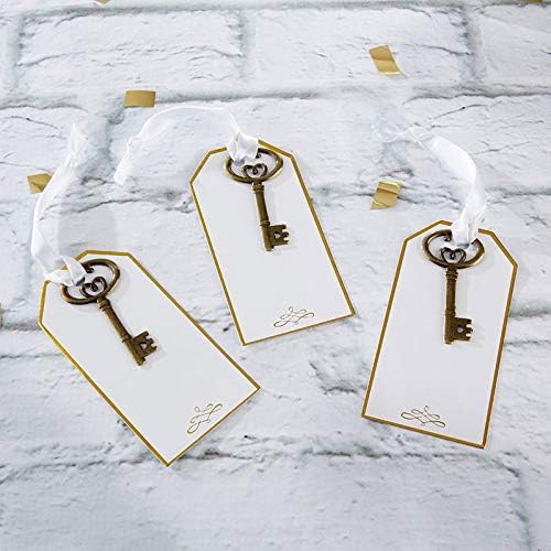 Kate Aspen Gold Key Escort Card Tags de presente, ouro e branco