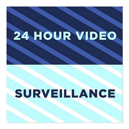 CGSignLab | Janela de vigilância por vídeo de 24 horas -Stripes Blue Janela se apega | 16 x16